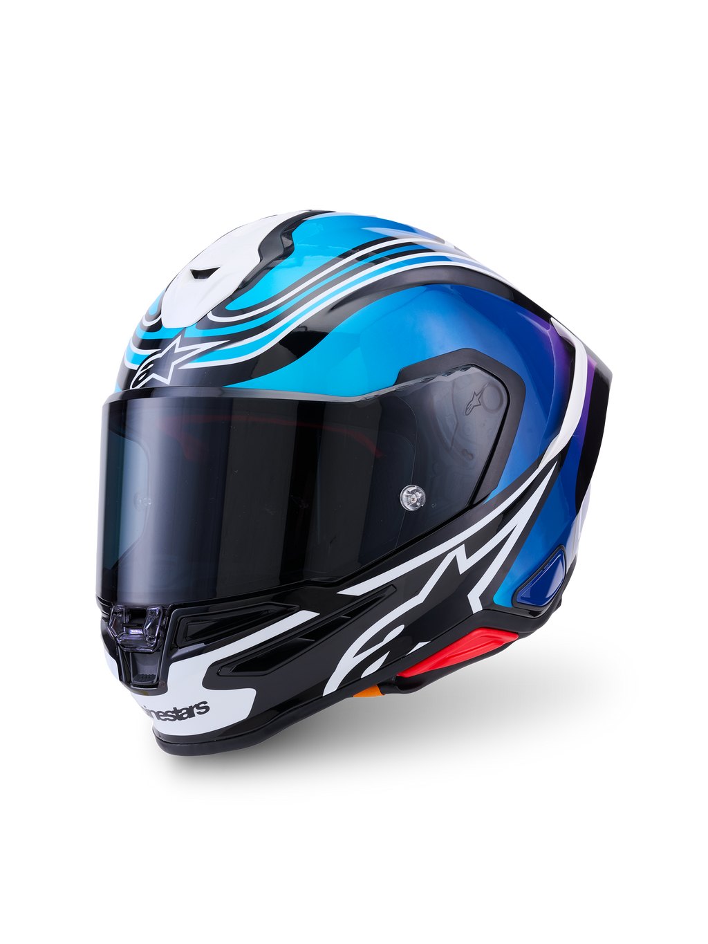 Alpinestars Casco S-R7 Zeal ECE 22.06, casco integrale da moto racing, nero, blu, rosa fluo e bianco lucido, costruzione in carbonio