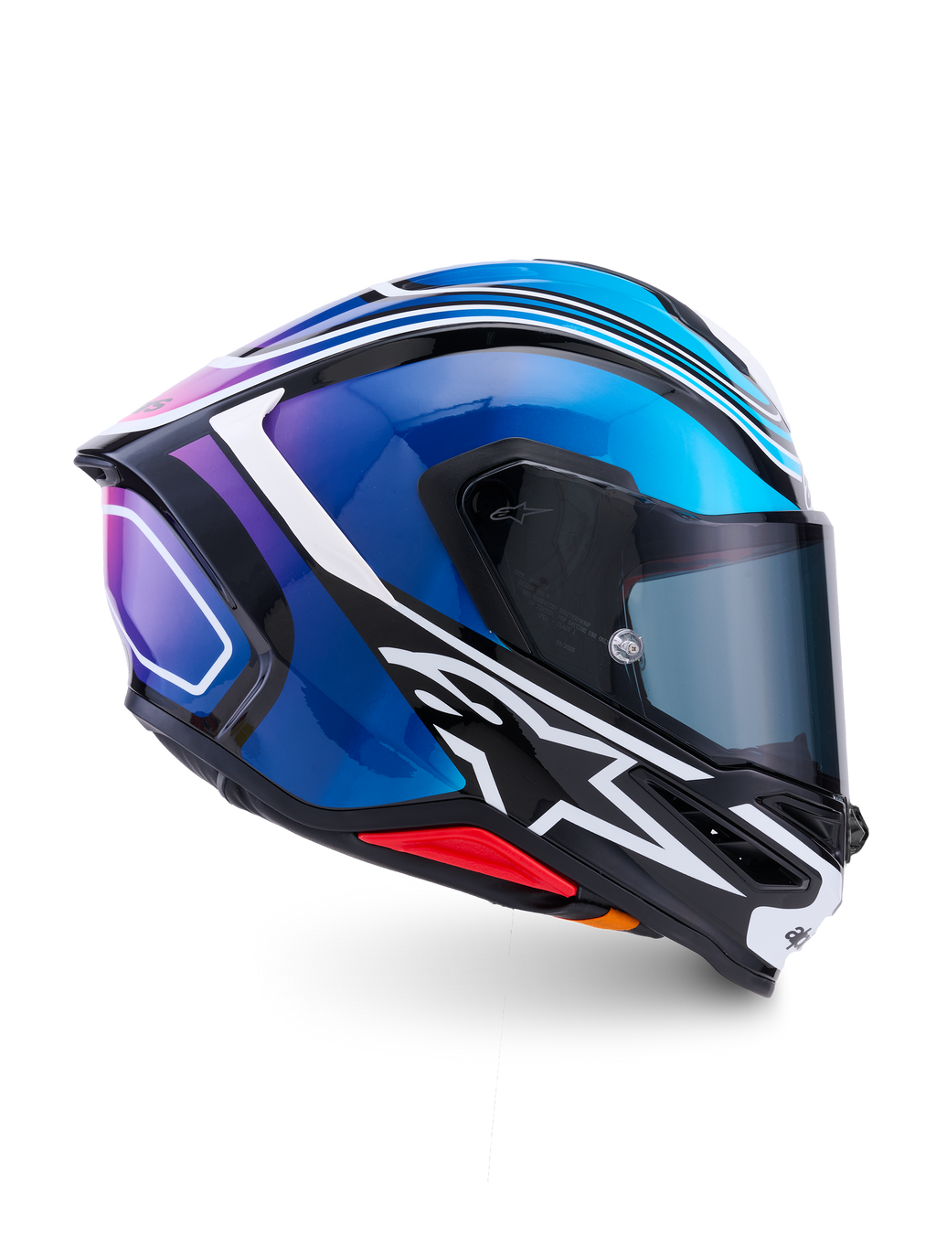 Alpinestars Casco S-R7 Zeal ECE 22.06, casco integrale da moto racing, nero, blu, rosa e bianco lucido, costruzione in carbonio