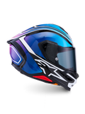Alpinestars Casco S-R7 Zeal ECE 22.06, casco integrale da moto racing, nero, blu, rosa e bianco lucido, costruzione in carbonio