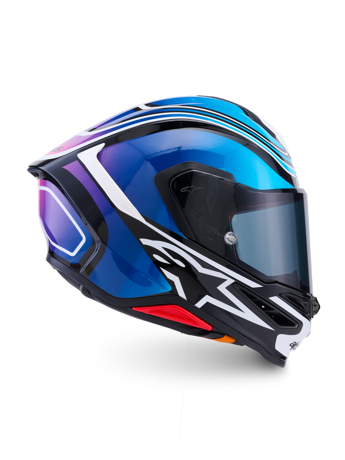 Alpinestars Casco S-R7 Zeal ECE 22.06, casco integrale da moto racing, nero, blu, rosa e bianco lucido, costruzione in carbonio