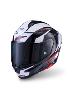Alpinestars S-R7 A-Core Casco ECE 22.06, casco integrale da moto, nero, bianco e rosso lucido, struttura in composito di carbonio, certificato ECE