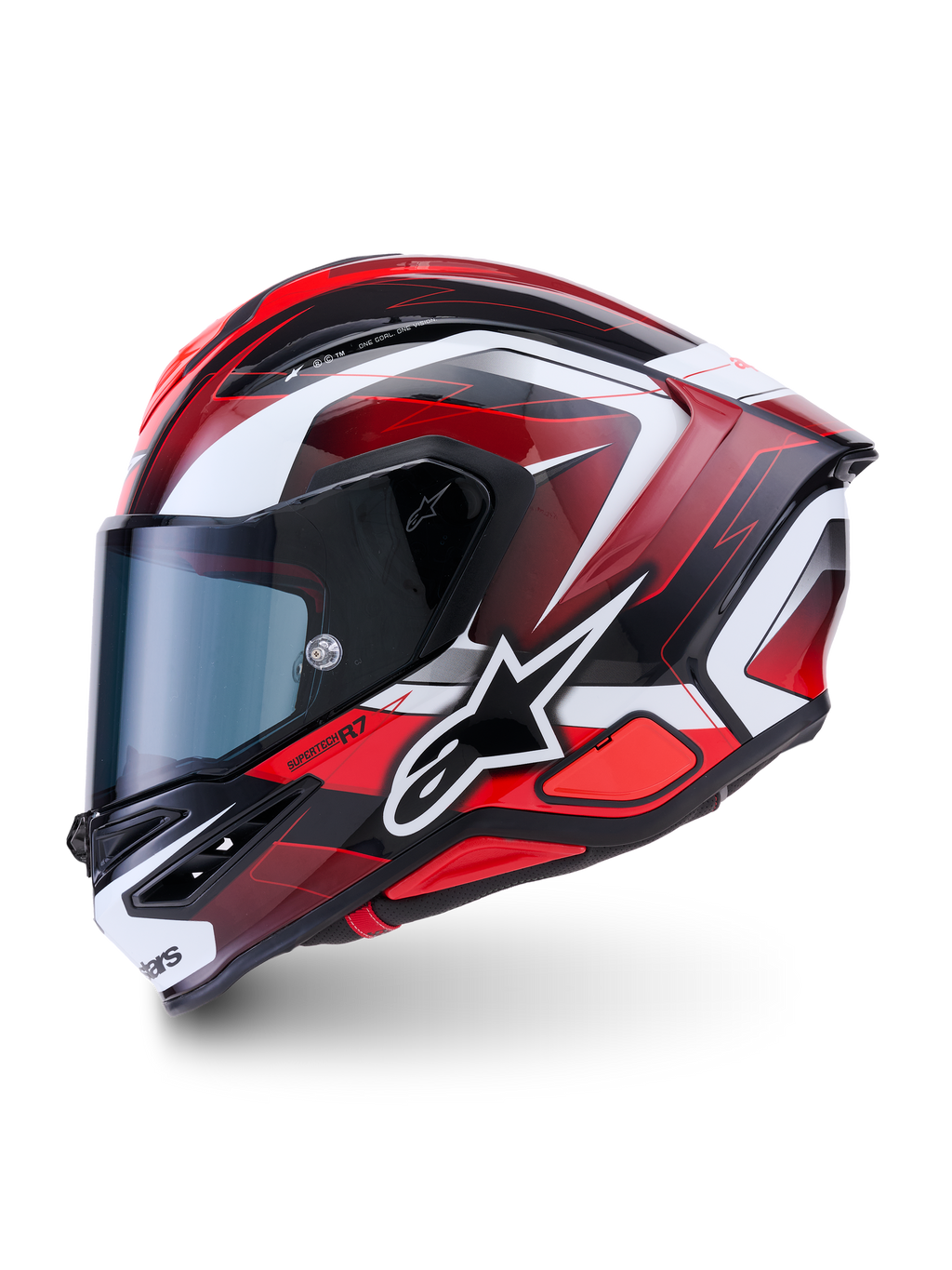 Alpinestars S-R7 Kinetis Casco ECE06, casco integrale da moto racing, nero, rosso e bianco, finitura lucida, costruzione in carbonio certificata ECE 22.06