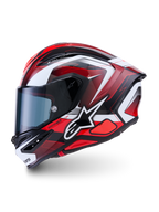 Alpinestars S-R7 Kinetis Casco ECE06, casco integrale da moto racing, nero, rosso e bianco, finitura lucida, costruzione in carbonio certificata ECE 22.06