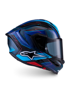Alpinestars Casco S-R7 Kinetis ECE 22.06, casco integrale da moto racing, nero, blu e rosa con finitura lucida, costruzione in carbonio