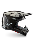Alpinestars Supertech M10 Solid ECE 22.06, casco da motocross nero in carbonio lucido, calotta in carbonio, visiera a frontino e prese d’aria per uso fuoristrada