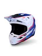 Alpinestars S-M7 Blaster ECE06, casco da motocross bianco, blu e rosso lucido, leggero e certificato ECE 22.06