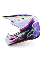 Alpinestars Casco S-M7 Blaster ECE06, casco da motocross professionale per fuoristrada, viola e rosa, calotta in materiale composito, certificato ECE 22.06.