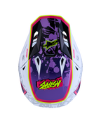 Alpinestars casco S-M7 Blaster ECE06, casco motocross viola e rosa lucido con accenti bianchi e prese d'aria.