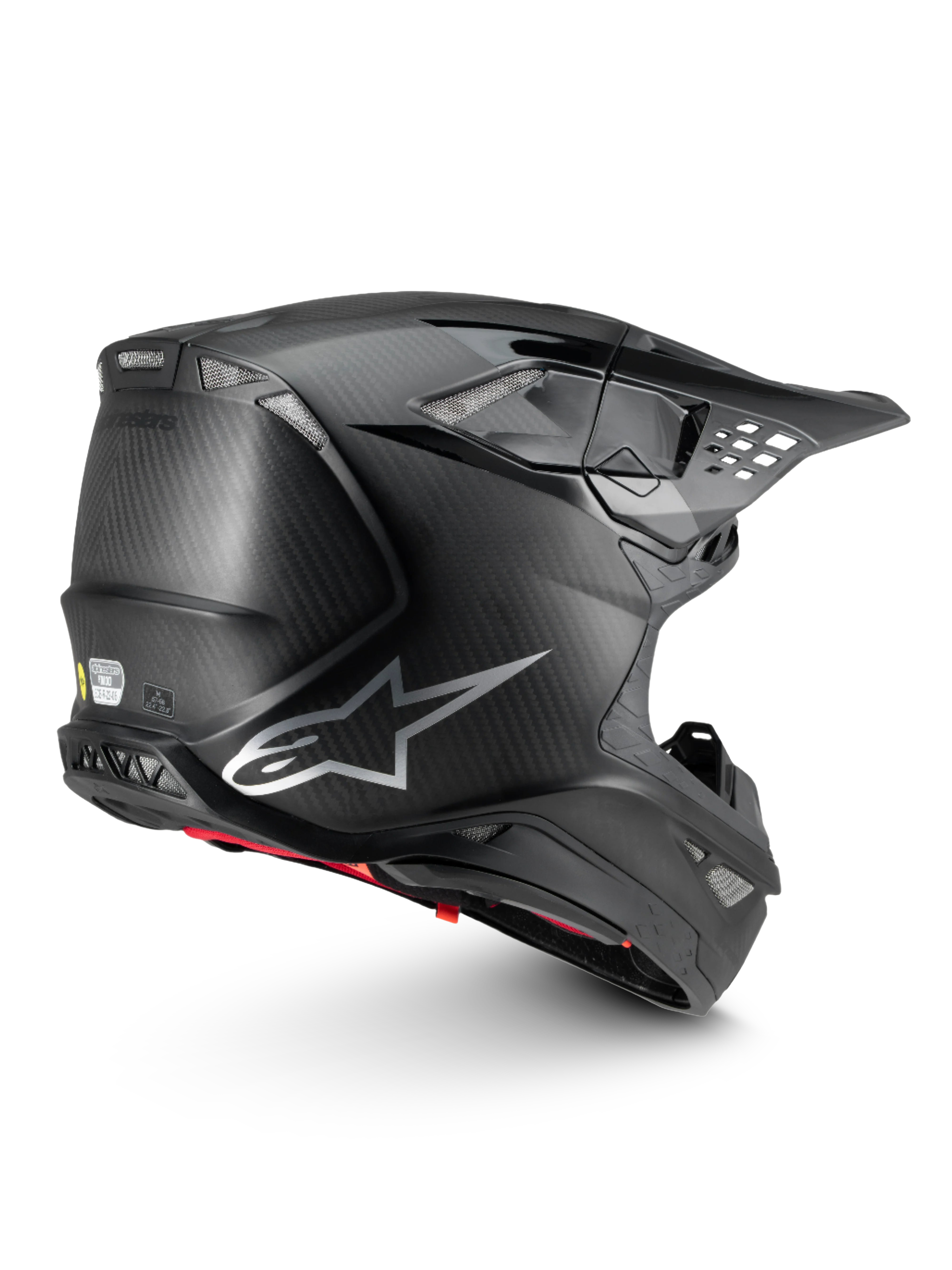 Alpinestars casco Supertech M10 Fame, casco da motocross in fibra di carbonio nero, sistema MIPS e certificato ECE 22.06