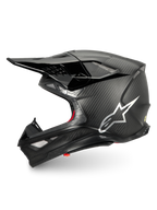 Alpinestars casco Supertech M10 Fame ECE 22.06, casco da motocross unisex, nero carbonio e argento, fibra di carbonio 3K.