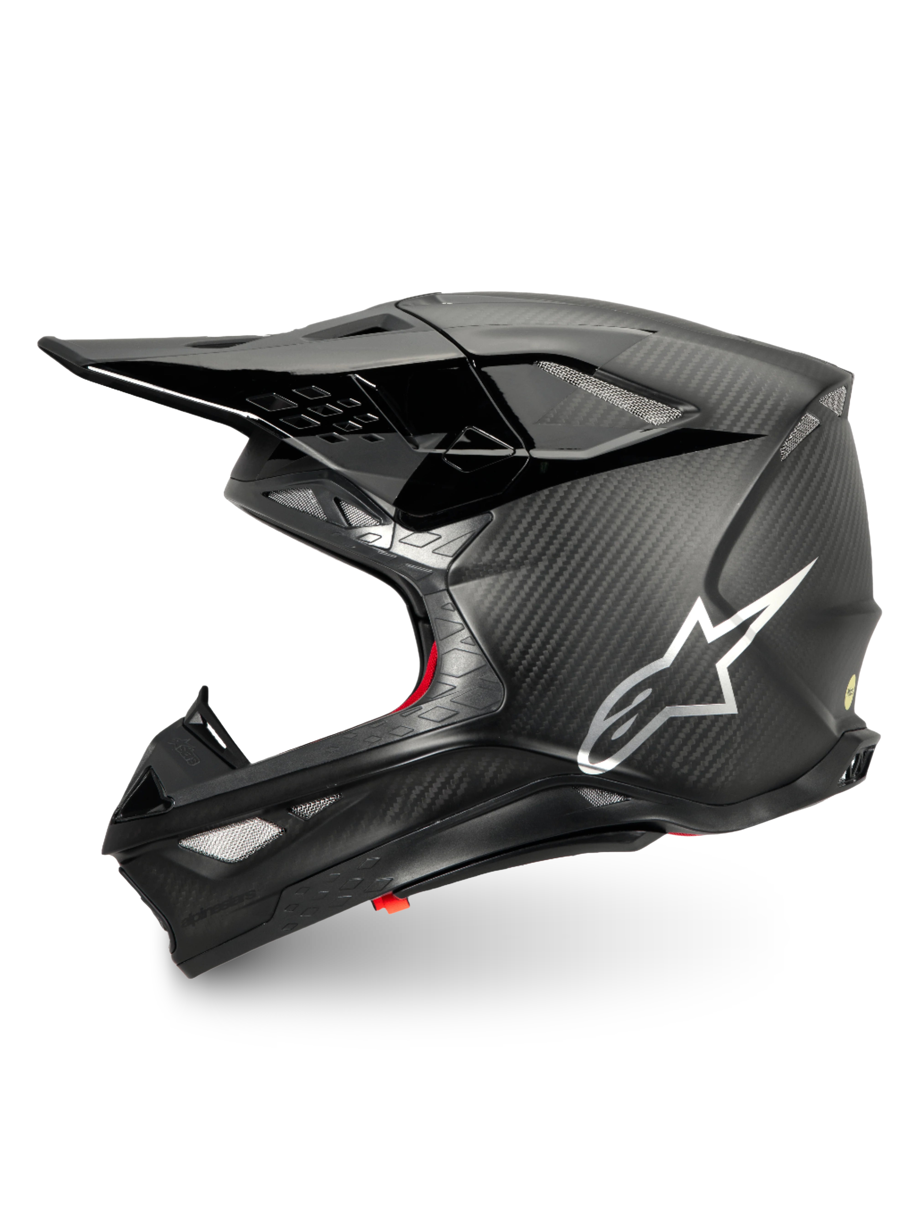 Alpinestars casco Supertech M10 Fame ECE 22.06, casco da motocross unisex, nero carbonio e argento, fibra di carbonio 3K.