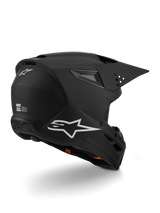 Alpinestars S-M3 Solid Helmet ECE 22.06, casco da motocross, nero opaco con logo Alpinestars bianco sul lato e sul retro, calotta aerodinamica con porte di ventilazione integrate e visiera a sgancio rapido, progettato per il racing off-road