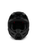 Alpinestars S-M3 Solid Helmet ECE 22.06, casco da motocross, nero opaco, vista frontale con ventilazione della mentoniera e branding 'ONE GOAL - ONE VISION', design aerodinamico per gare off-road
