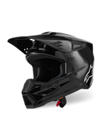 Alpinestars S-M3 Solid Helmet ECE 22.06, casco da motocross, nero lucido, con calotta termo-iniettata, visiera regolabile e molteplici prese d'aria, design aerodinamico per corse off-road