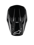 Casco Alpinestars S-M3 Solid, casco da motocross, nero lucido, vista dall'alto con logo Alpinestars bianco e marchio SM3 sulla visiera, design aerodinamico, protezione professionale per fuoristrada