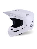 Casco Alpinestars S-M3 Solid, casco da motocross, bianco lucido, protezione integrale per la testa da fuoristrada con visiera prominente, prese d'aria multiple e logo Alpinestars nero sul profilo laterale