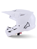 Casco Alpinestars S-M3 Solid, casco da motocross, bianco lucido, caratterizzato da un design aerodinamico, visiera integrata e molteplici porte di ventilazione per corse fuoristrada