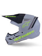 Casco Alpinestars S-M3 Radium, casco da motocross, verde, nero e giallo fluo opaco, calotta termo-iniettata con visiera integrata e porte di ventilazione ad alto flusso, progettato per la guida MX ed Enduro