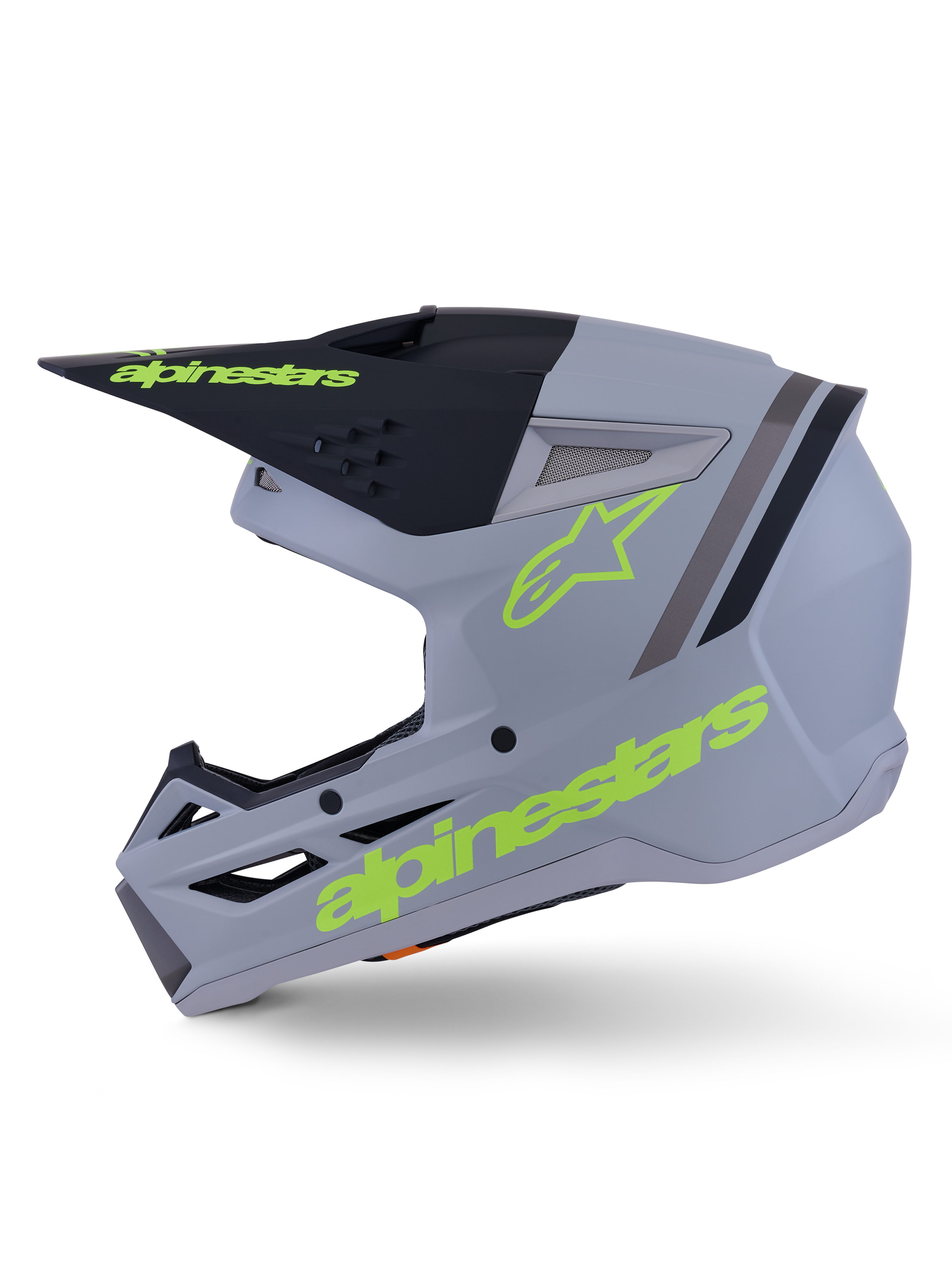 Casco Alpinestars S-M3 Radium, casco da motocross, verde, nero e giallo fluo opaco, calotta termo-iniettata con visiera integrata e porte di ventilazione ad alto flusso, progettato per la guida MX ed Enduro