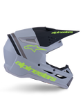 Alpinestars S-M3 Radium Helmet ECE 22.06, casco da motocross, grigio opaco, nero e giallo fluo, caratterizzato da un design aerodinamico angolare con frontino e sistema di ventilazione integrato