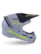 Alpinestars S-M3 Radium Helmet ECE 22.06, casco da motocross, grigio opaco, nero e giallo fluo, caratterizzato da un design aerodinamico angolare con frontino e sistema di ventilazione integrato