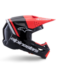 Alpinestars S-M3 Radium Helmet, casco da motocross, nero, rosso fluo e bianco lucido, con design aerodinamico, visiera angolare, prese d'aria e finitura lucida, protezione premium per il motorsport