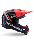 Alpinestars S-M3 Radium Helmet, casco da motocross, nero, rosso fluo e bianco lucido, con design aerodinamico, visiera angolare, prese d'aria e finitura lucida, protezione premium per il motorsport