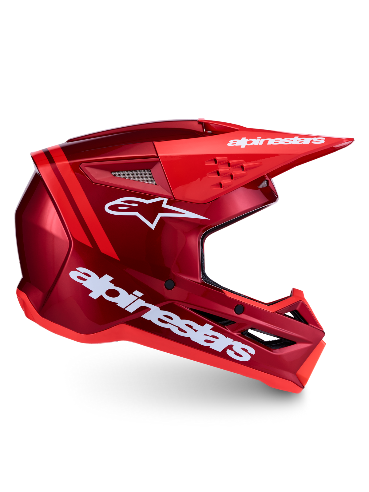 Alpinestars Casco SM3 Radium ECE06, casco da motocross rosso e bianco con ventilazione avanzata e protezione dagli impatti