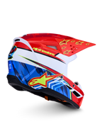 Alpinestars casco SM3 Falcon ECE06, casco da motocross rosso e blu con stelle gialle, certificato ECE 2206, ideale per off-road e enduro
