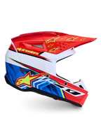Alpinestars casco SM3 Falcon ECE06, casco da motocross fuoristrada da uomo, rosso, bianco e blu con dettagli gialli, certificato ECE 22.06, calotta termo-iniettata con grafica Falcon dinamica