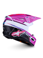 Alpinestars Casco SM3 Falcon ECE06, casco da motocross viola e bianco con dettagli neri e finitura lucida, certificato ECE