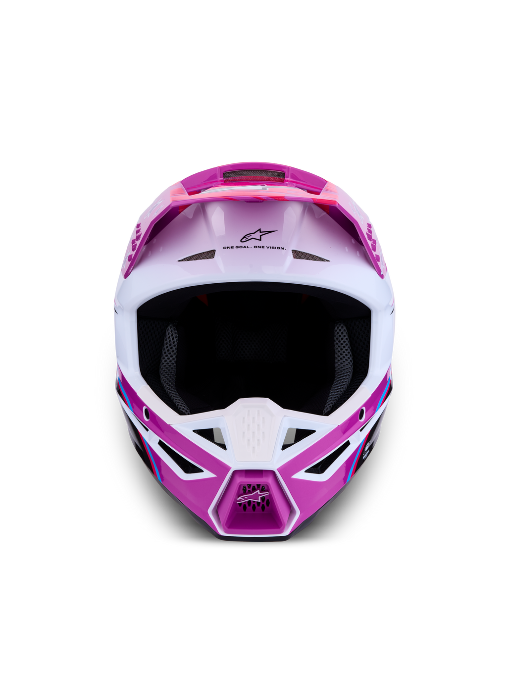 Casco Alpinestars SM3 Falcon ECE06, casco da motocross viola e bianco con ventilazione avanzata per protezione fuoristrada.