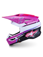 Alpinestars Casco SM3 Falcon ECE06, casco da motocross e fuoristrada, viola e bianco, finitura lucida, sistema di ventilazione e protezione dagli impatti, omologato ECE 22.06