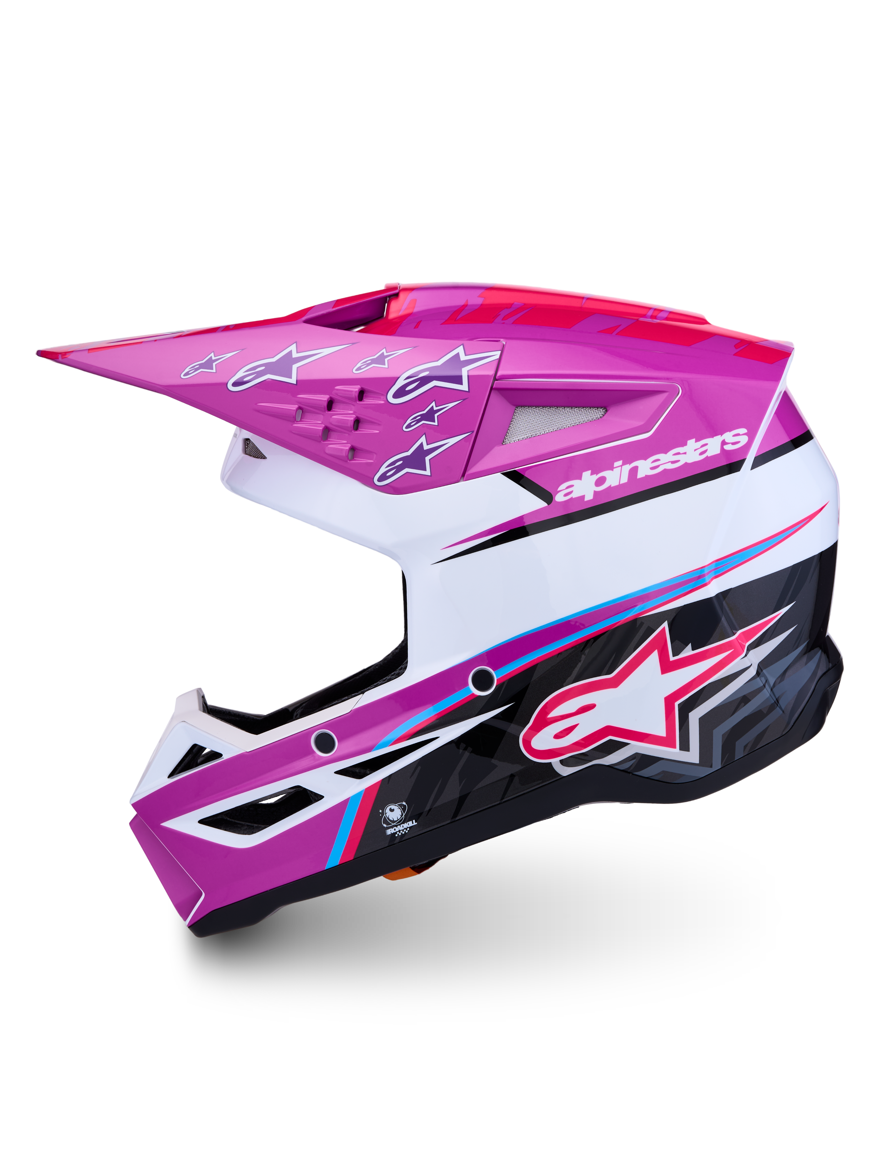 Alpinestars Casco SM3 Falcon ECE06, casco da motocross e fuoristrada, viola e bianco, finitura lucida, sistema di ventilazione e protezione dagli impatti, omologato ECE 22.06