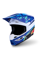 Alpinestars casco SM3 Falcon ECE06, casco da motocross blu e bianco con grafiche a stella gialle, certificato ECE 22.06.