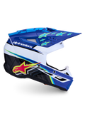Alpinestars Casco SM3 Falcon ECE06, casco da motocross e off-road, blu e bianco con grafiche a stella giallo fluo, ventilazione avanzata, certificato ECE 22.06