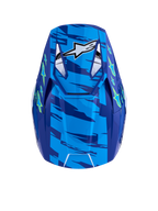 Alpinestars casco SM3 Falcon ECE06, casco MX blu e giallo fluo, vista dall'alto con visiera ventilata, certificato ECE 22.06