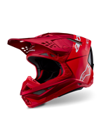 Alpinestars Supertech M10 Flood, casco da motocross, rosso e rosso fluo opaco e lucido, con loghi Alpinestars bianchi, profilo aerodinamico con numerose prese d'aria, calotta leggera in carbonio composito per corse fuoristrada