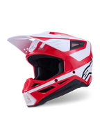 Alpinestars Casco S-M3 Heat, casco da motocross rosso, bianco e nero, finitura lucida, certificato ECE 22.06, visiera bianca