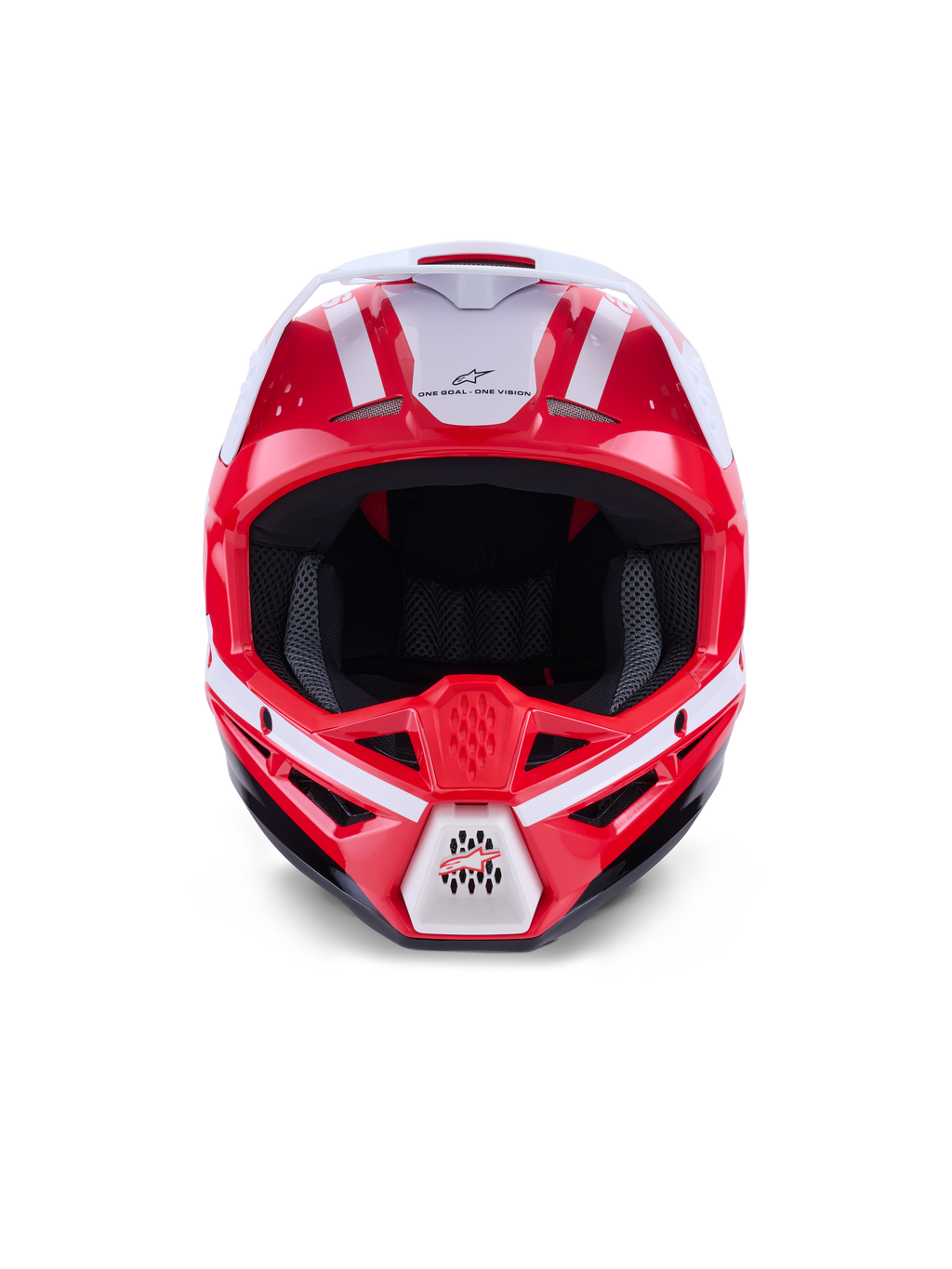 Alpinestars S-M3 Heat, casco da motocross fuoristrada unisex, rosso, bianco e nero, certificato ECE 22.06, vista frontale.