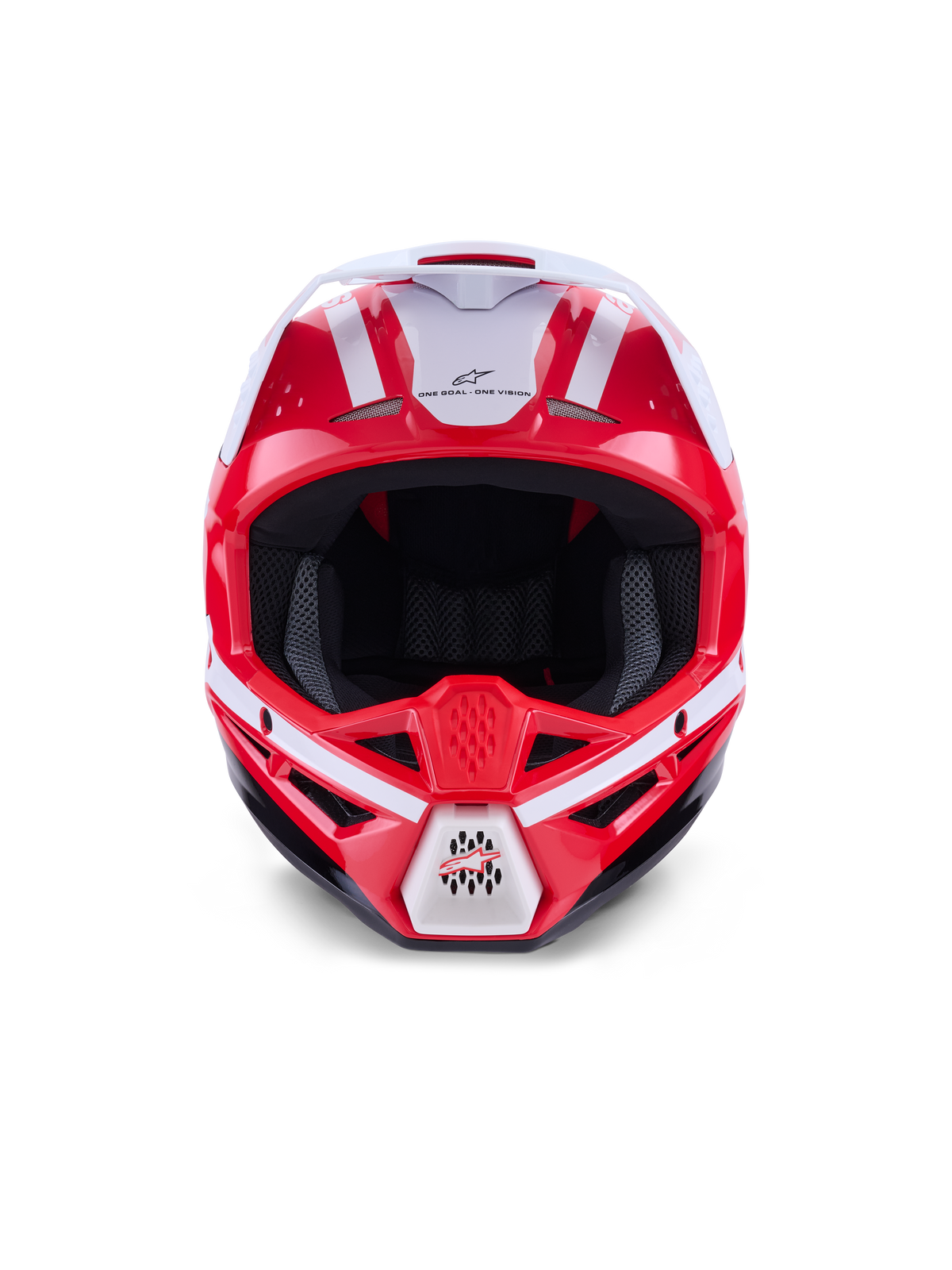 Alpinestars S-M3 Heat, casco da motocross fuoristrada unisex, rosso, bianco e nero, certificato ECE 22.06, vista frontale.