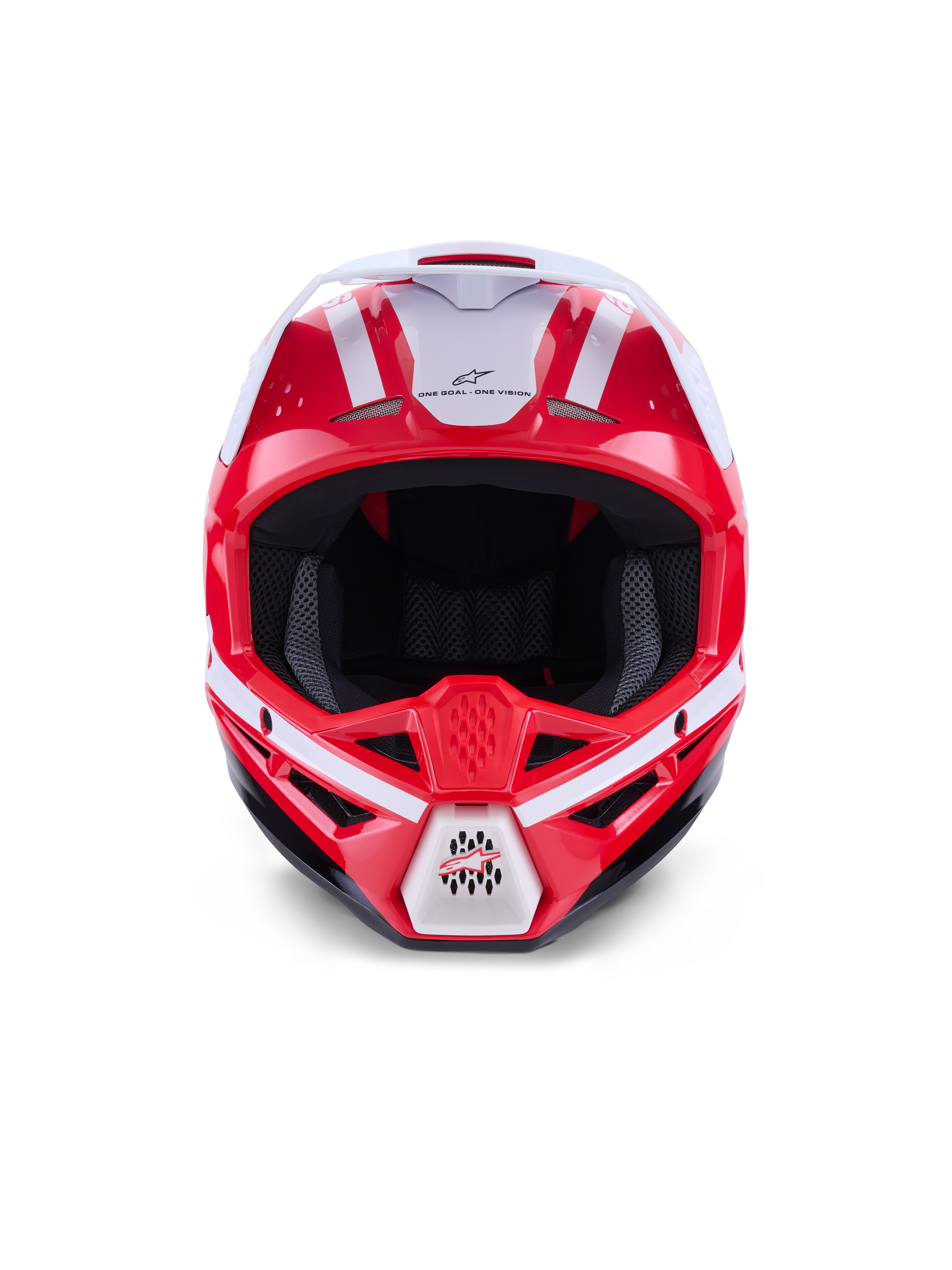 Alpinestars S-M3 Heat, casco da motocross fuoristrada unisex, rosso, bianco e nero, certificato ECE 22.06, vista frontale.