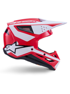 Casco Alpinestars S-M3 Heat, casco da motocross rosso, bianco e nero lucido, con protezione off-road certificata ECE 22.06.