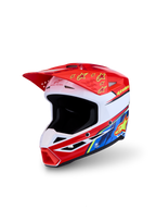 Alpinestars Casco SM3 Falcon Ragazzo ECE06, casco da motocross rosso e bianco con grafiche gialle e blu per bambini.