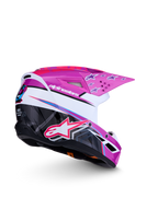Alpinestars Casco SM3 Falcon Ragazzo ECE06, casco da motocross viola e bianco con grafiche rosa lucide, certificato ECE, protezione off-road per giovani piloti