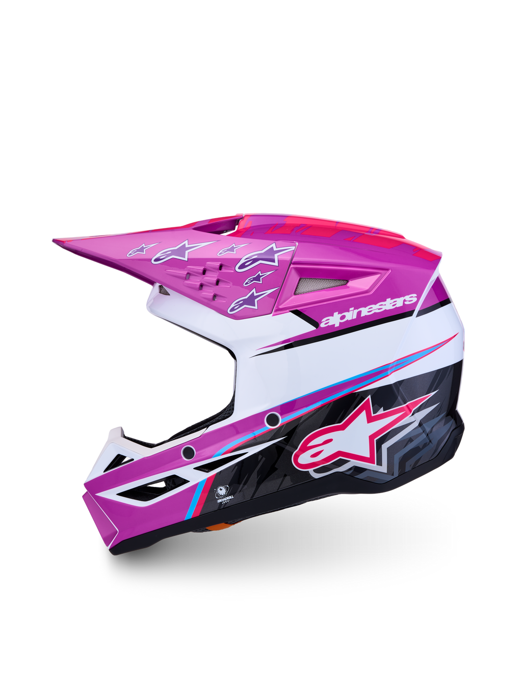 Alpinestars Casco SM3 Falcon Ragazzo ECE06, casco da motocross per ragazzi, viola e bianco, certificato ECE 22.06