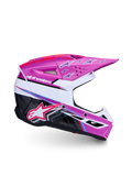 Alpinestars casco SM3 Falcon ragazzo ECE06, casco da motocross viola, bianco e rosa fluo, protezione leggera certificata