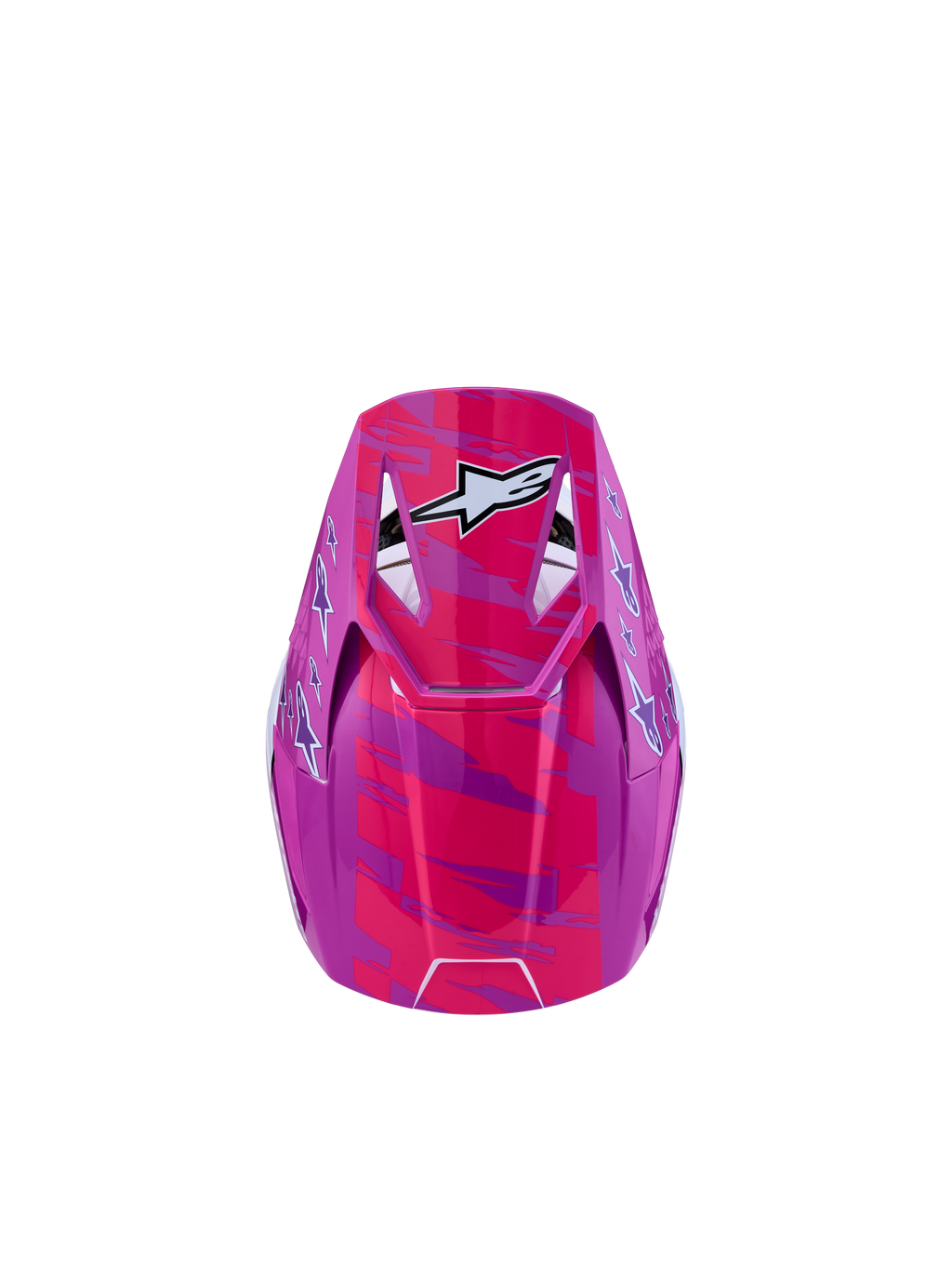 Alpinestars Casco SM3 Falcon Ragazzo ECE06, casco da motocross per ragazzi, rosa fluo e viola con grafiche a stella bianche, certificato ECE 2206