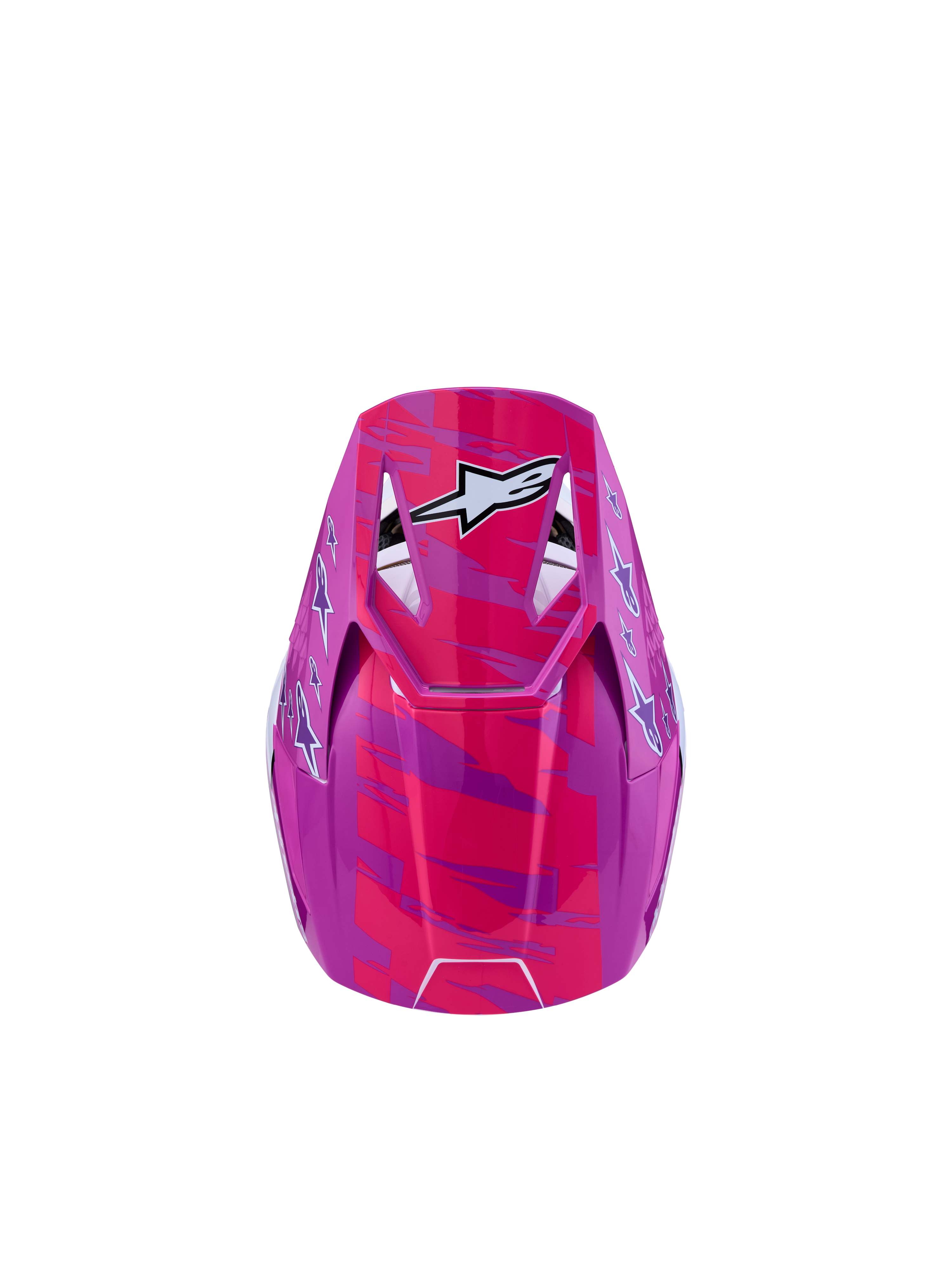 Alpinestars Casco SM3 Falcon Ragazzo ECE06, casco da motocross per ragazzi, rosa fluo e viola con grafiche a stella bianche, certificato ECE 2206