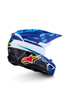 Alpinestars Casco SM3 Falcon Ragazzo ECE06, casco da motocross blu e bianco con grafiche rosa e giallo fluo, certificato ECE 22.06